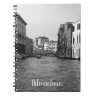 Caderno de Fotos em Espiral de Veneza em Preto e B
