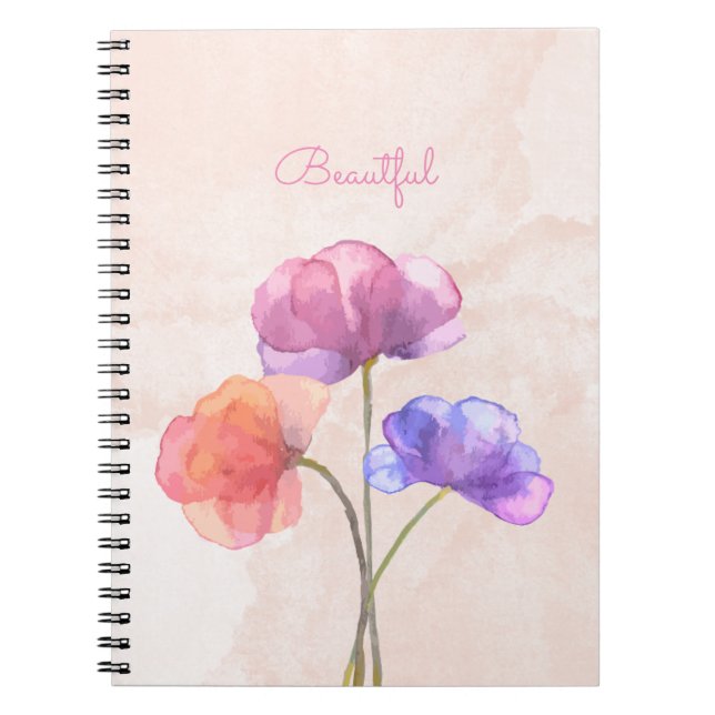 Caderno de Fotos Espiral com Aquarela Rosa (80 Pág (Frente)