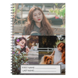 Caderno de fotos espiral com colagem de fotos mode