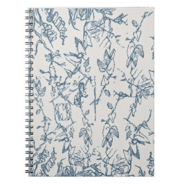 Caderno de Fotos Espiral com Padrão de Flora Azul 