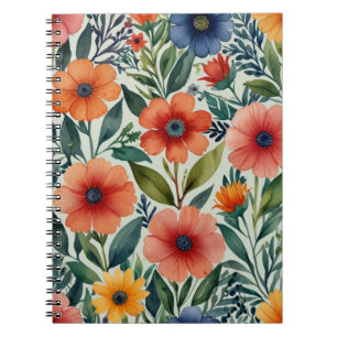 Caderno de Fotos Espiral com Padrão Floral Elegant
