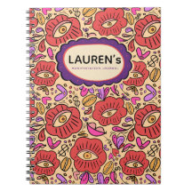 Caderno de Fotos Espiral com Padrão Floral Olho da