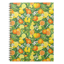 Caderno de Fotos Espiral de Fruta Cítrica Aquarela
