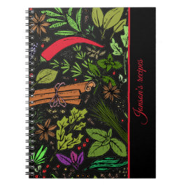 Caderno de fotos espiral preto cozinha padrão espe