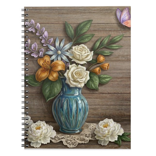 Caderno de Fotos Floral Espiral 3D (Frente)