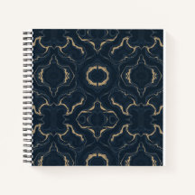 Caderno de Luxo Abstrato Mármore Dourado Marinho