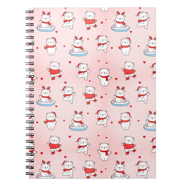 Caderno de Natal de Urso Polar Fofo (Frente)