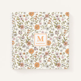 Caderno de Notas com Monograma de Flor Silvestre