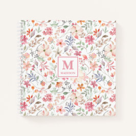 Caderno de Notas com Monograma de Flor Silvestre