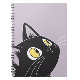 Caderno de notas fofo de gato preto de desenho ani