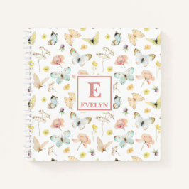 Caderno de Notas Monograma Borboletas Diário