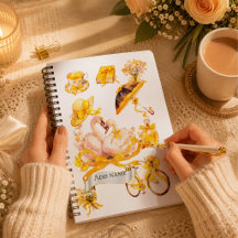 Caderno de primavera Estética Amarela Elegante – V