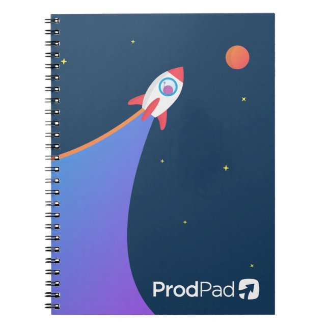 Caderno de ProdPad "de aqui a Marte" (Frente)