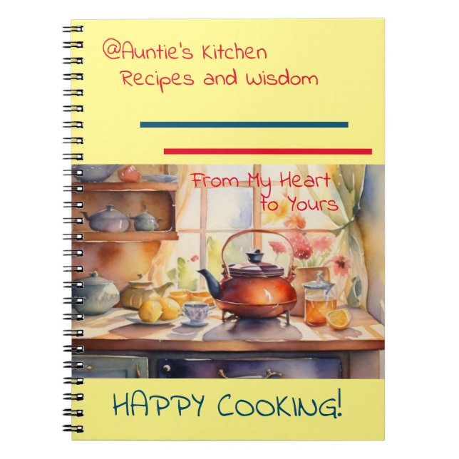Caderno de receitas em espiral da Auntie (Frente)