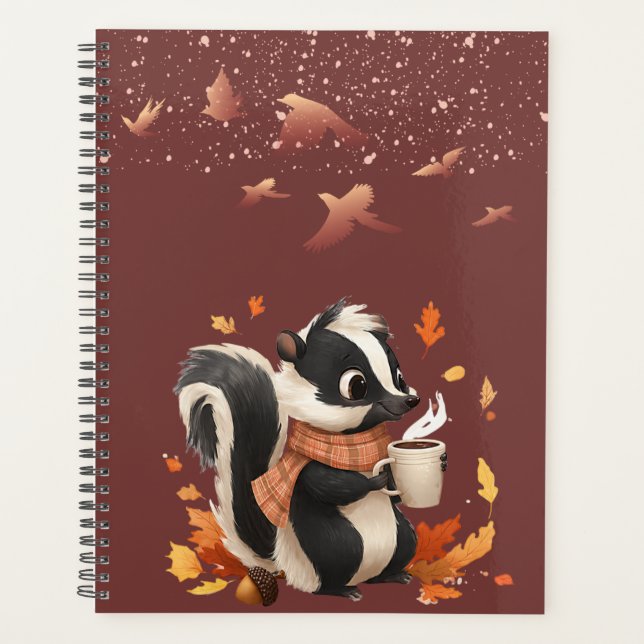 Caderno de Skunk de Outono Fofo - planejadores esc (Frente)