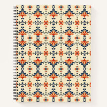 Caderno de Tulipa Coral Cobalto Iznik Otomano