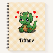 Caderno Deluxe do Dinossauro Fofo – Adicionar Nome