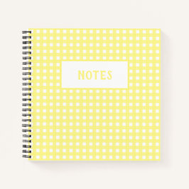 Caderno Diário Xadrez Amarelo e Branco Fofo