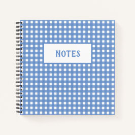 Caderno Diário Xadrez Azul e Branco Fofo