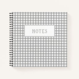 Caderno Diário Xadrez Cinza e Branco Fofo