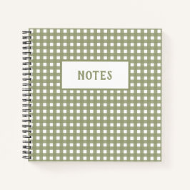 Caderno Diário Xadrez Oliva e Branco Fofo