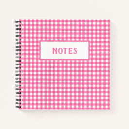 Caderno Diário Xadrez Rosa e Branco Fofo