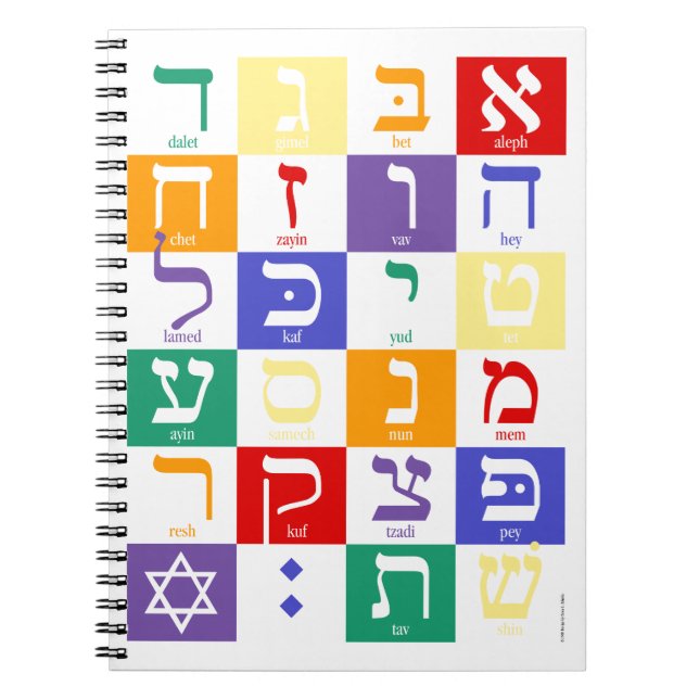 Caderno do arco-íris do alfabeto hebreu (Frente)