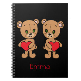 Caderno do ursinho bebê fofo com corações