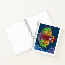 Caderno em Branco com Peixe Abstrato em Escrita Ta