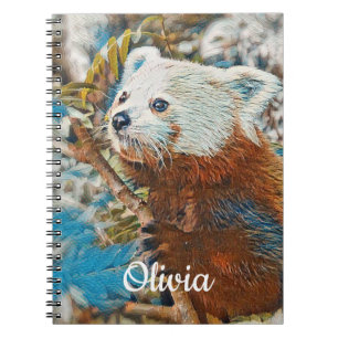 Caderno em espiral do Panda Vermelho