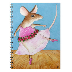 Caderno engraçado bonito do rato da bailarina