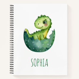 Caderno Escolar Infantil Aquarela Dinossauro Verde