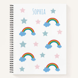 Caderno Escolar Meninas Arco-Íris Boho Caprichoso