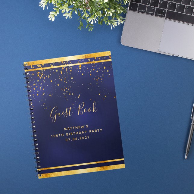 Caderno Espiral 100ª Festa de aniversário 100 livro de hóspedes az (Criador carregado)