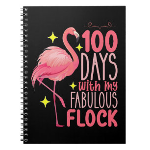 Caderno Espiral 100 Dias Com Minha Fabulosa Escola de Flamingos