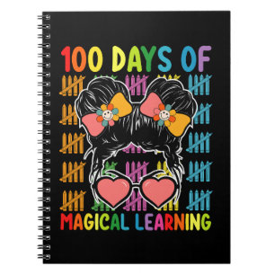 Caderno Espiral 100 Dias De Aprendizado Mágico Bun Desarrumado Esc