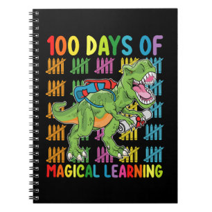 Caderno Espiral 100 Dias De Aprendizado Mágico Na Escola Rex Dinos