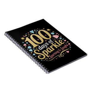 Caderno Espiral 100 Dias de Escola Brilho Aprendizado e Risadas