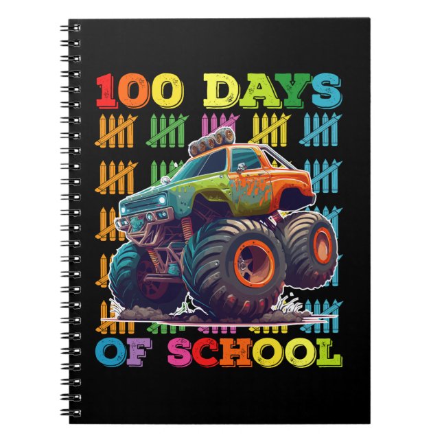 Caderno Espiral 100 Dias De Professores De Caminhões De Monstro Es (Frente)