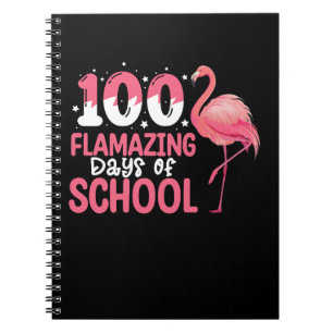 Caderno Espiral 100 Dias Flamazing de Escola Professor Flamingo