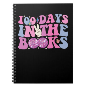 Caderno Espiral 100 Dias Nos Livros Bola de Disco Groovy Retro