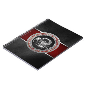 Caderno Espiral [100] Escorpião de Prata Sagrado a Preto