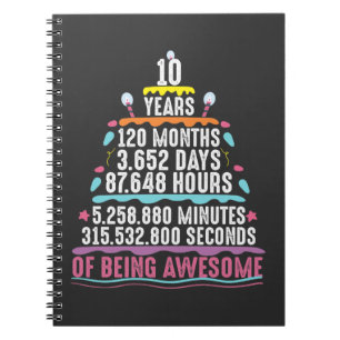 Caderno Espiral 10 anos de idade - 10 minutos de aniversário