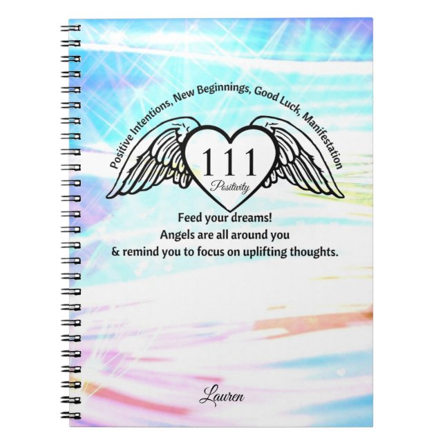 Caderno Espiral 111 Angel Number Gratitude Journal | Name Notebook (Frente)