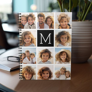 Caderno Espiral 11 Colagem de Fotos Instagram Monograma Preto Pers
