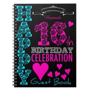 Caderno Espiral 16º Livro de Convidados Personalizados para a Cel