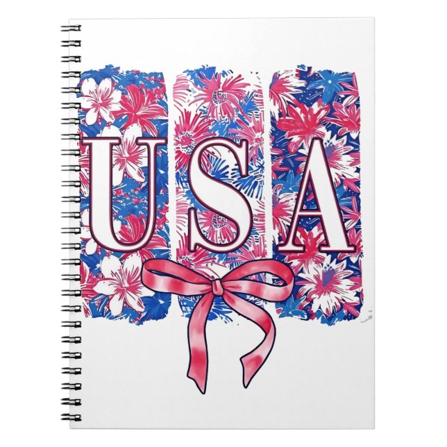Caderno Espiral 1776 América 4 de julho Flores EUA (Frente)