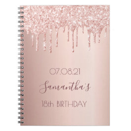 Caderno Espiral 18º 18 gotas de festa de aniversário dourado com r