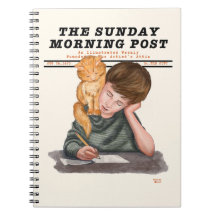 1920 de revista ilustrada Vintage Cat & Boy