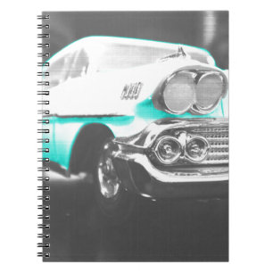 Caderno Espiral 1958 chevy impala azul brilhante carro clássico